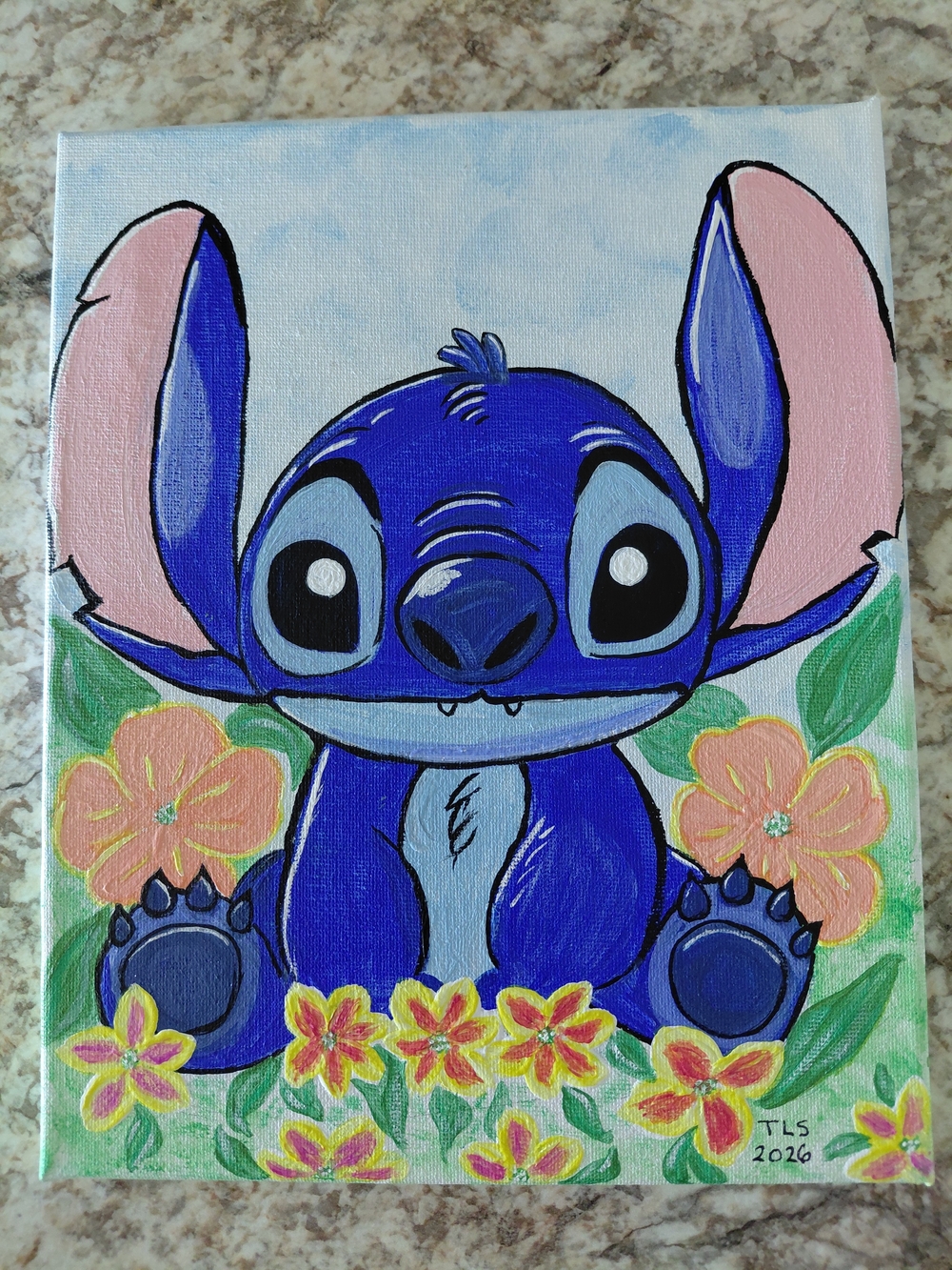 Blue Cartoon Stitch Acrylic Canvas Art Print - Customized Options
